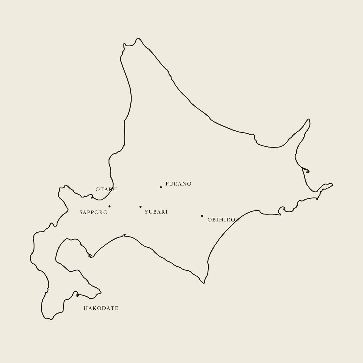 Illustrated map of Hokkaido — six cities